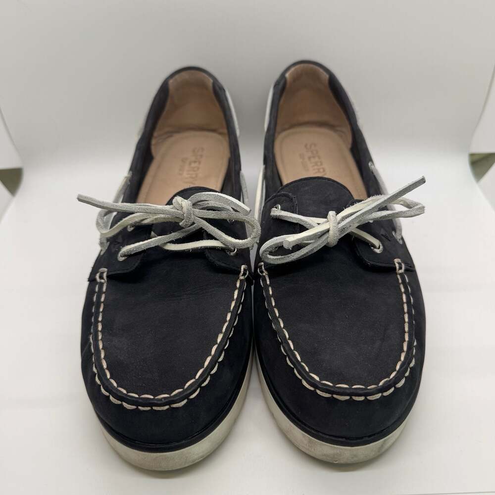 Sperry Top-Sider Women's Leather Boat Shoes Navy Blue Platform